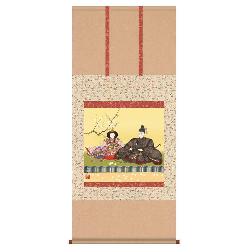 [掛軸][段雛]奥居佑山[尺五横][桃の節句の掛軸][h28f6-153-5]【代引き不可】[桃の節句の掛軸] 段雛桃の節句をより一層華やかに演出する人気作品。サイズ：幅54.5×高さ120cm洛彩緞